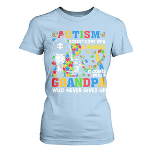 Autism Grandpa T Shirt For Women Autism Doesn't Come With A Manual It Comes With A Grandpa TS11 Light Blue Print Your Wear