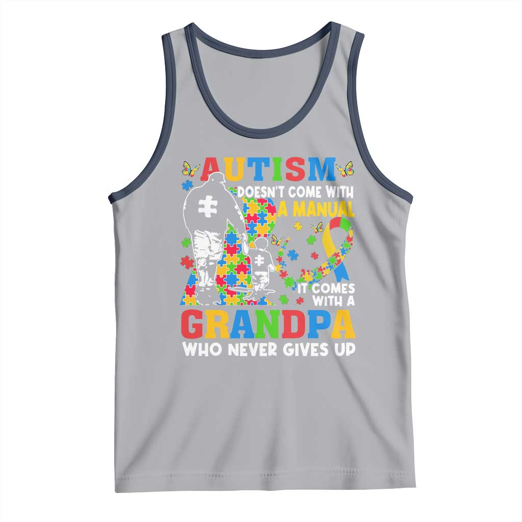 Autism Grandpa Tank Top Autism Doesn't Come With A Manual It Comes With A Grandpa TS11 Athletic Heather Navy Print Your Wear