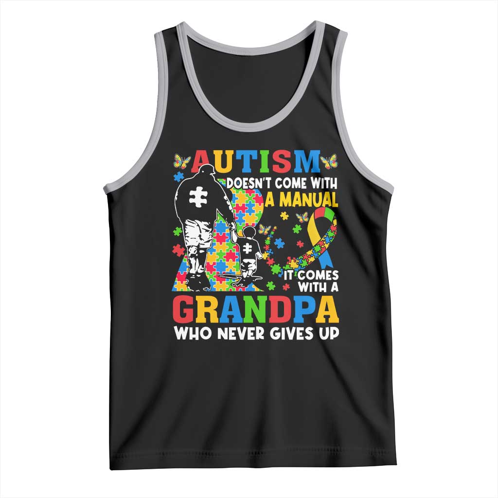 Autism Grandpa Tank Top Autism Doesn't Come With A Manual It Comes With A Grandpa TS11 Black Athletic Heather Print Your Wear