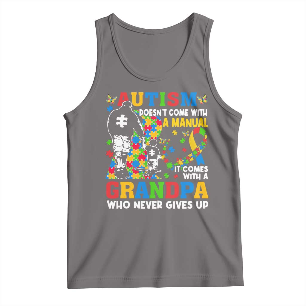 Autism Grandpa Tank Top Autism Doesn't Come With A Manual It Comes With A Grandpa TS11 Deep Heather Print Your Wear