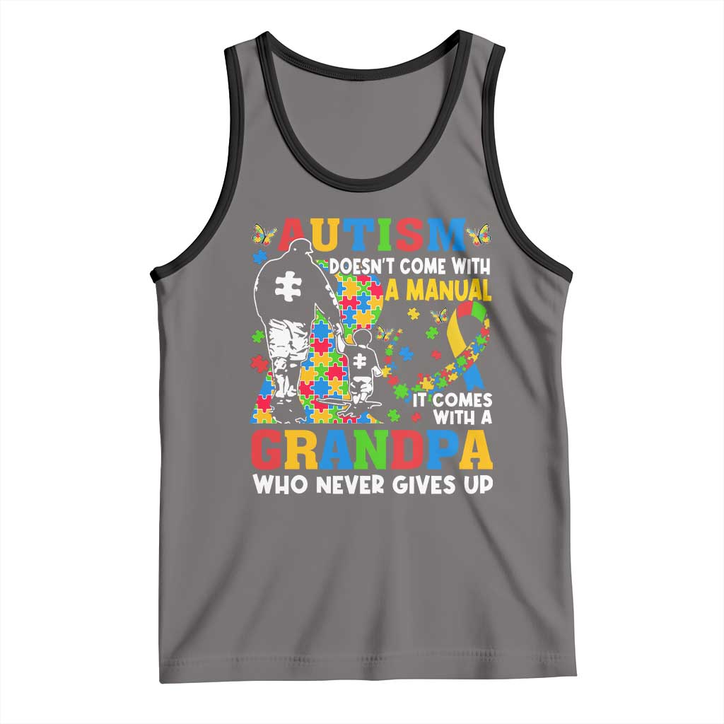 Autism Grandpa Tank Top Autism Doesn't Come With A Manual It Comes With A Grandpa TS11 Deep Heather Black Print Your Wear
