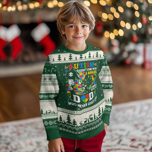 Autism Dad Ugly Christmas Sweater Autism Doesn't Come With A Manual It Comes With A Dad TS11 Forest Green Beige Print Your Wear