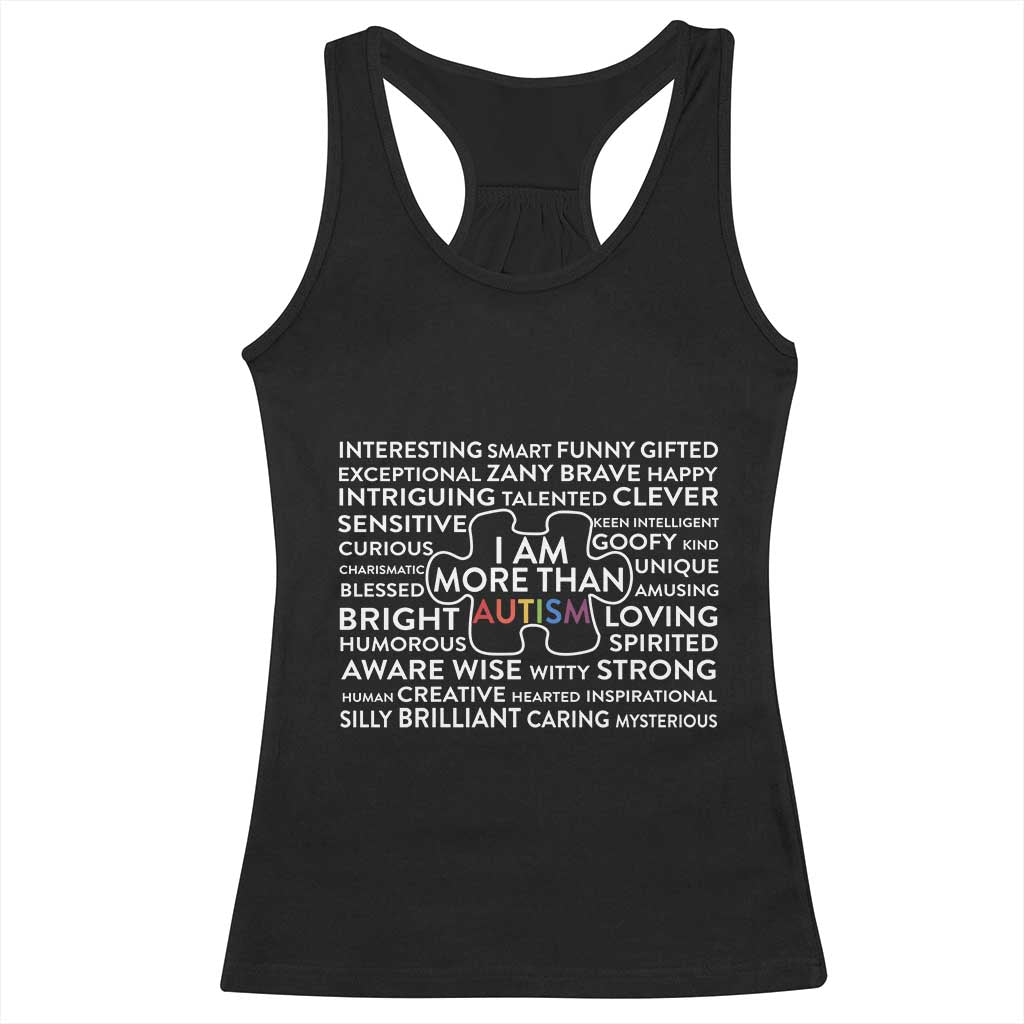 Autism Awareness Racerback Tank Top I Am More Than Autism Puzzle Piece TS11 Black Print Your Wear
