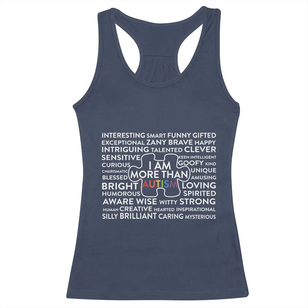 Autism Awareness Racerback Tank Top I Am More Than Autism Puzzle Piece TS11 Navy Print Your Wear