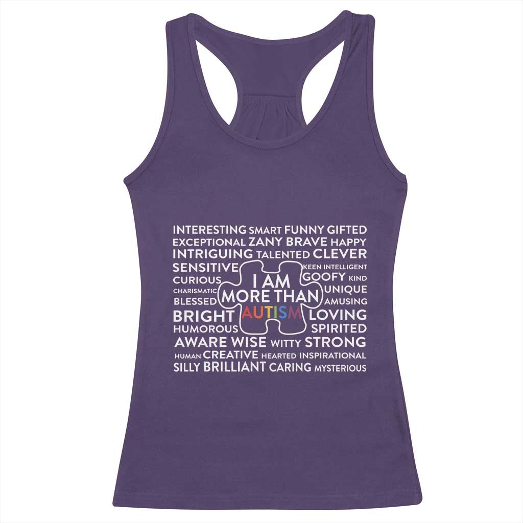 Autism Awareness Racerback Tank Top I Am More Than Autism Puzzle Piece TS11 Purple Print Your Wear
