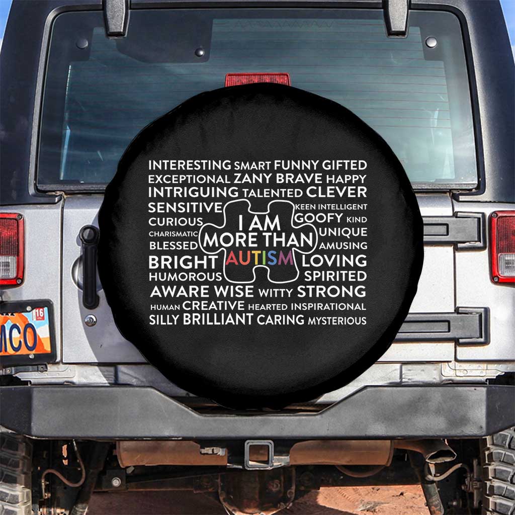 Autism Awareness Spare Tire Cover I Am More Than Autism Puzzle Piece TS11 No hole Black Print Your Wear