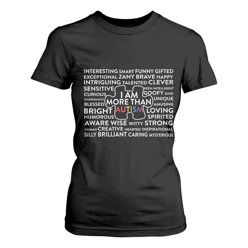 Autism Awareness T Shirt For Women I Am More Than Autism Puzzle Piece TS11 Black Print Your Wear
