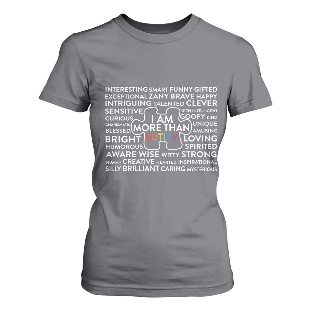 Autism Awareness T Shirt For Women I Am More Than Autism Puzzle Piece TS11 Charcoal Print Your Wear
