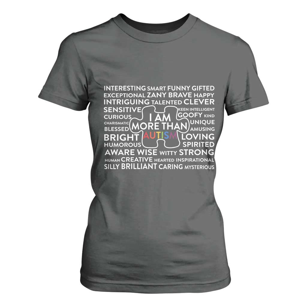 Autism Awareness T Shirt For Women I Am More Than Autism Puzzle Piece TS11 Dark Heather Print Your Wear