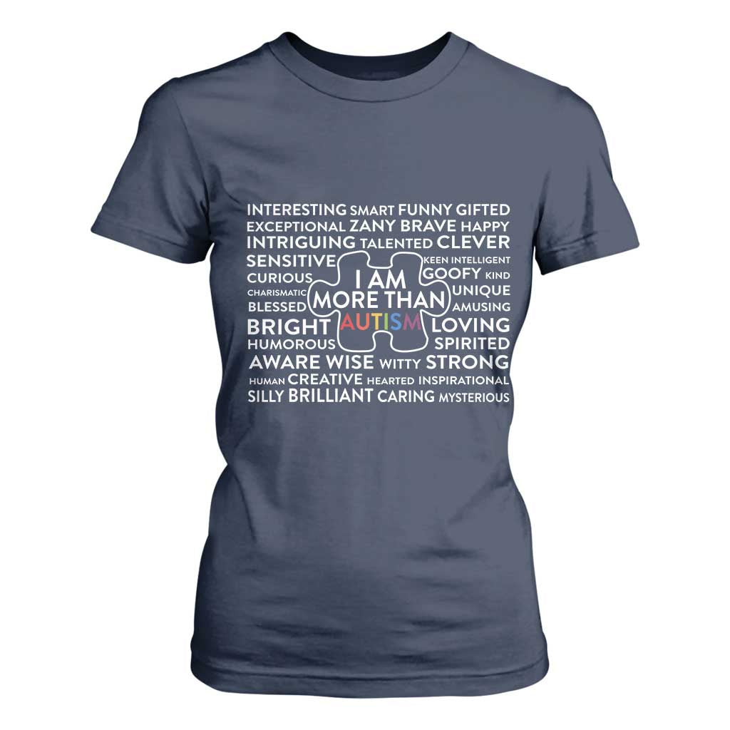 Autism Awareness T Shirt For Women I Am More Than Autism Puzzle Piece TS11 Navy Print Your Wear