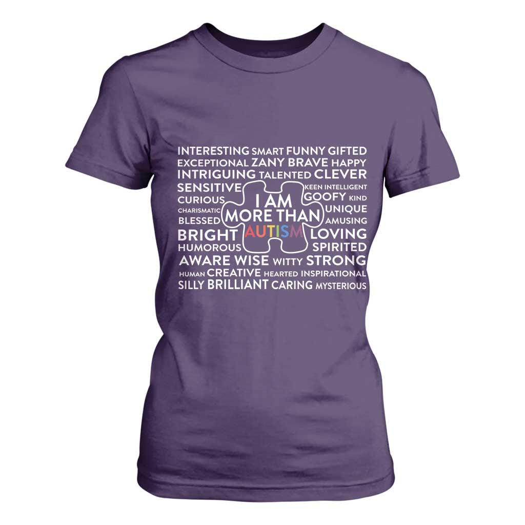 Autism Awareness T Shirt For Women I Am More Than Autism Puzzle Piece TS11 Purple Print Your Wear
