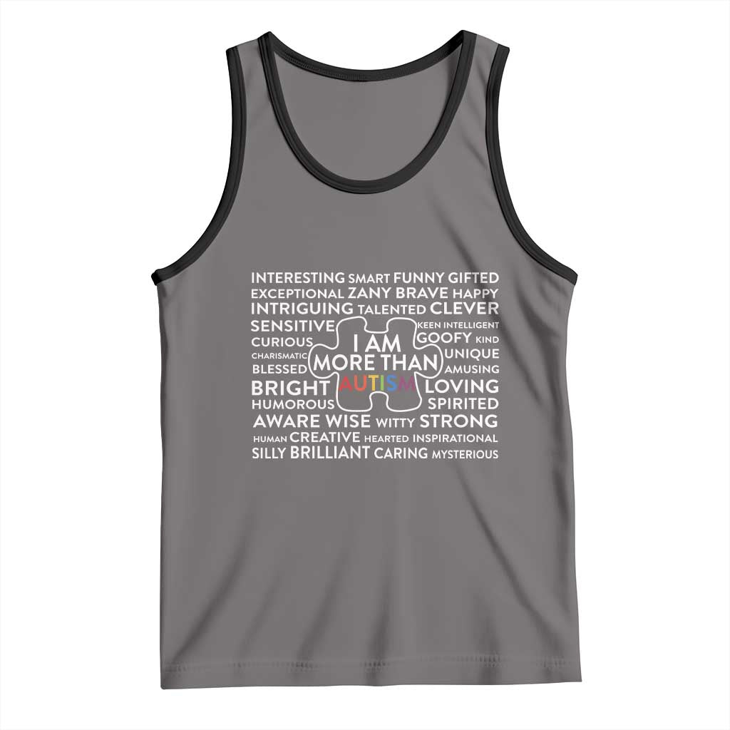 Autism Awareness Tank Top I Am More Than Autism Puzzle Piece TS11 Deep Heather Black Print Your Wear