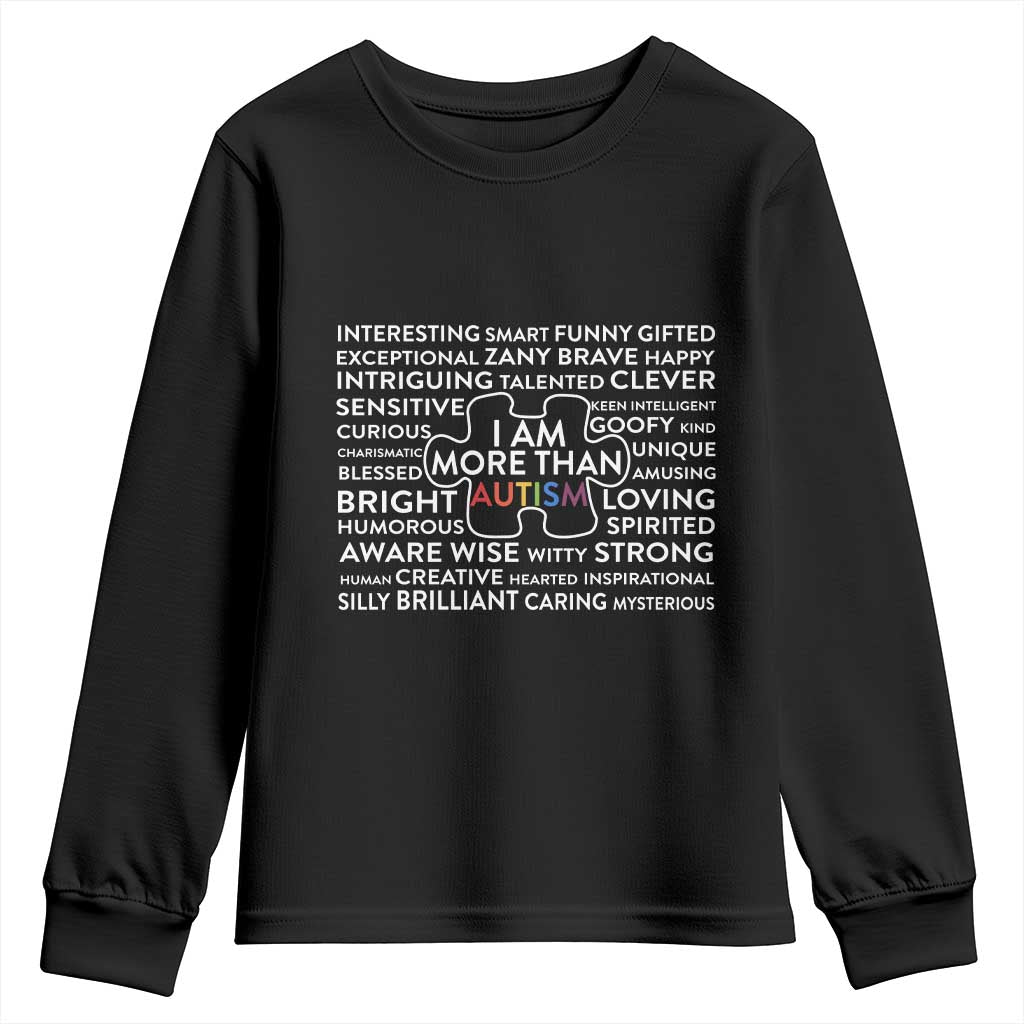 Autism Awareness Youth Sweatshirt I Am More Than Autism Puzzle Piece TS11 Black Print Your Wear