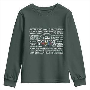 Autism Awareness Youth Sweatshirt I Am More Than Autism Puzzle Piece TS11 Dark Forest Green Print Your Wear
