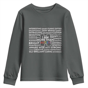 Autism Awareness Youth Sweatshirt I Am More Than Autism Puzzle Piece TS11 Dark Heather Print Your Wear