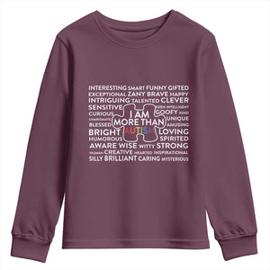 Autism Awareness Youth Sweatshirt I Am More Than Autism Puzzle Piece TS11 Maroon Print Your Wear