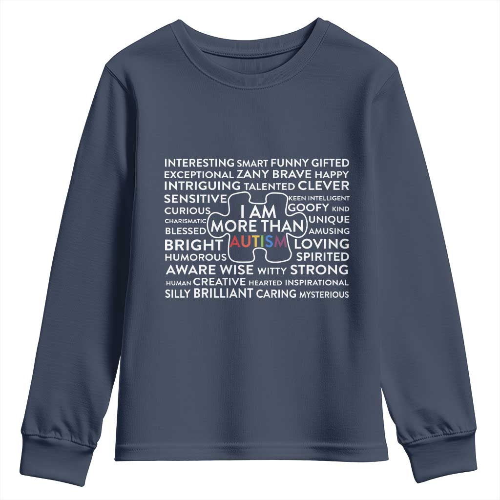 Autism Awareness Youth Sweatshirt I Am More Than Autism Puzzle Piece TS11 Navy Print Your Wear