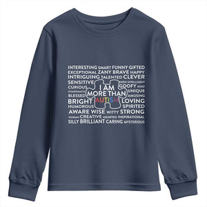 Autism Awareness Youth Sweatshirt I Am More Than Autism Puzzle Piece TS11 Navy Print Your Wear