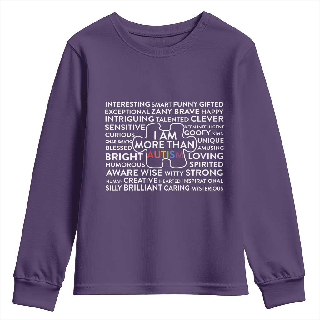 Autism Awareness Youth Sweatshirt I Am More Than Autism Puzzle Piece TS11 Purple Print Your Wear