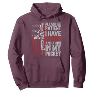 Funny Please Be Patient I Have Autism And A Gun In My Pocket Hoodie Autism Awareness Vintage American Flag TS11 Maroon Print Your Wear