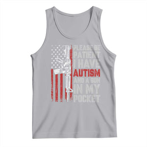 Funny Please Be Patient I Have Autism And A Gun In My Pocket Tank Top Autism Awareness Vintage American Flag TS11 Athletic Heather Print Your Wear