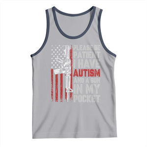 Funny Please Be Patient I Have Autism And A Gun In My Pocket Tank Top Autism Awareness Vintage American Flag TS11 Athletic Heather Navy Print Your Wear