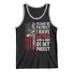 Funny Please Be Patient I Have Autism And A Gun In My Pocket Tank Top Autism Awareness Vintage American Flag TS11 Black Athletic Heather Print Your Wear