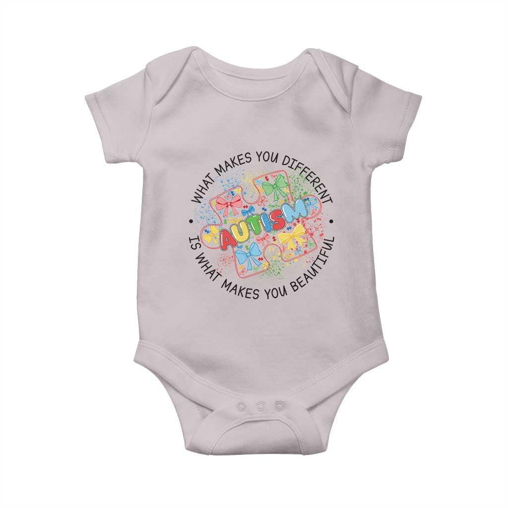 Funny Autism Awareness What Makes You Different Is What Makes You Beautiful Baby Onesie Coquette Puzzle TS11 Ice Gray Print Your Wear