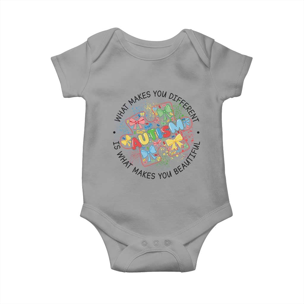 Funny Autism Awareness What Makes You Different Is What Makes You Beautiful Baby Onesie Coquette Puzzle TS11 Sport Gray Print Your Wear