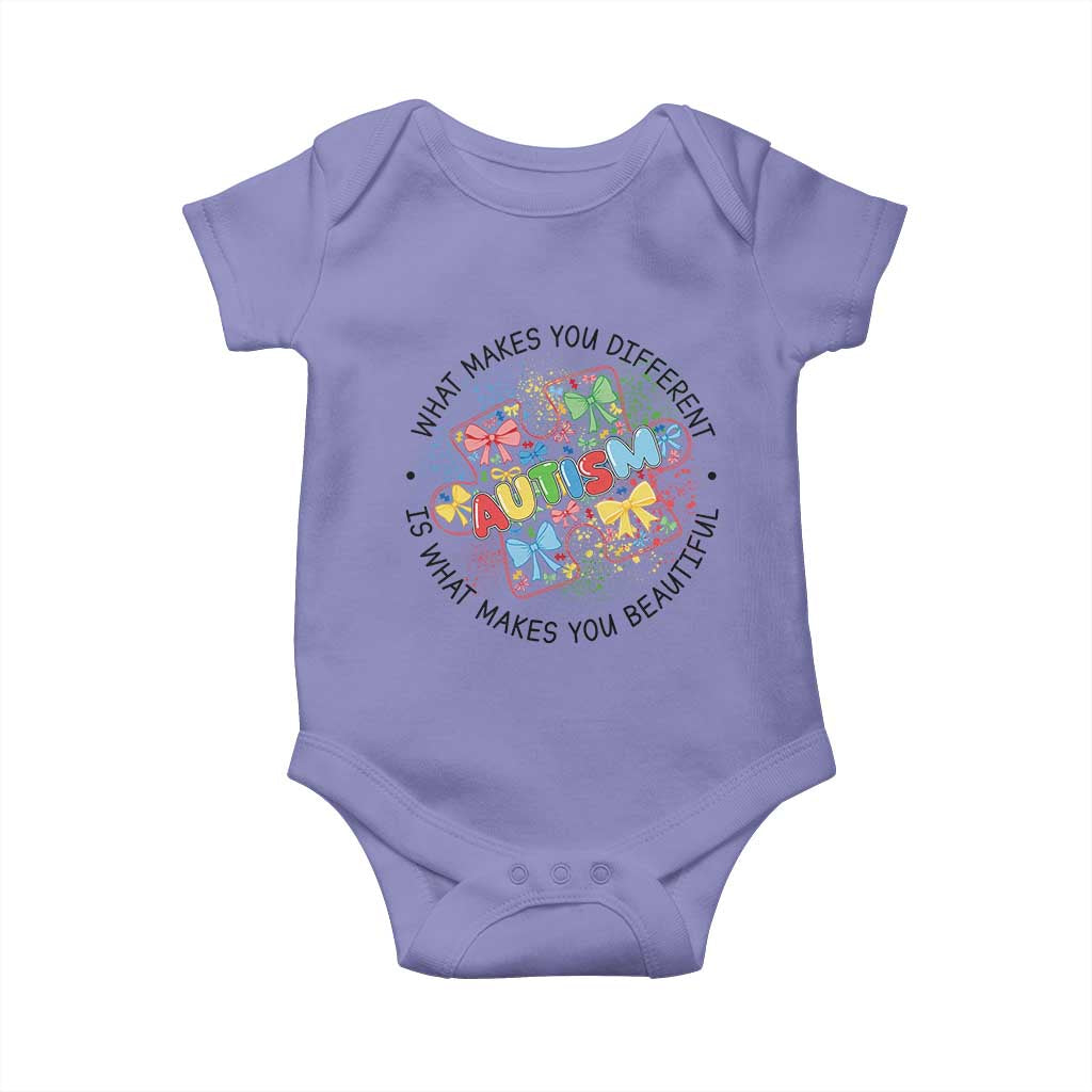 Funny Autism Awareness What Makes You Different Is What Makes You Beautiful Baby Onesie Coquette Puzzle TS11 Violet Print Your Wear