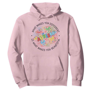 Funny Autism Awareness What Makes You Different Is What Makes You Beautiful Hoodie Coquette Puzzle TS11 Light Pink Print Your Wear