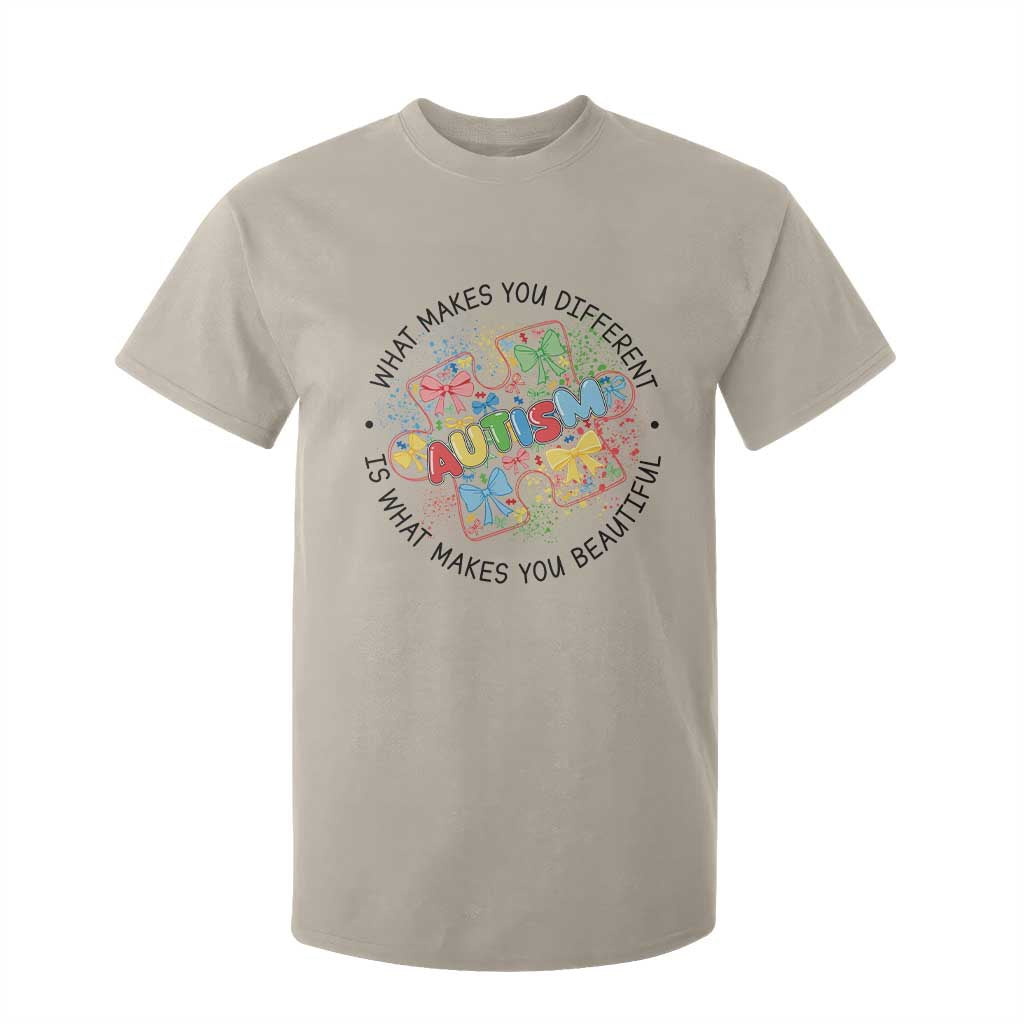 Funny Autism Awareness What Makes You Different Is What Makes You Beautiful T Shirt For Kid Coquette Puzzle TS11 Sand Print Your Wear