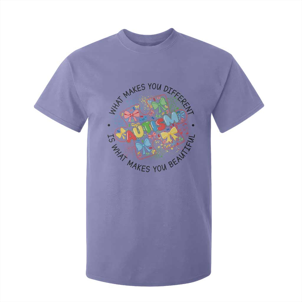 Funny Autism Awareness What Makes You Different Is What Makes You Beautiful T Shirt For Kid Coquette Puzzle TS11 Violet Print Your Wear