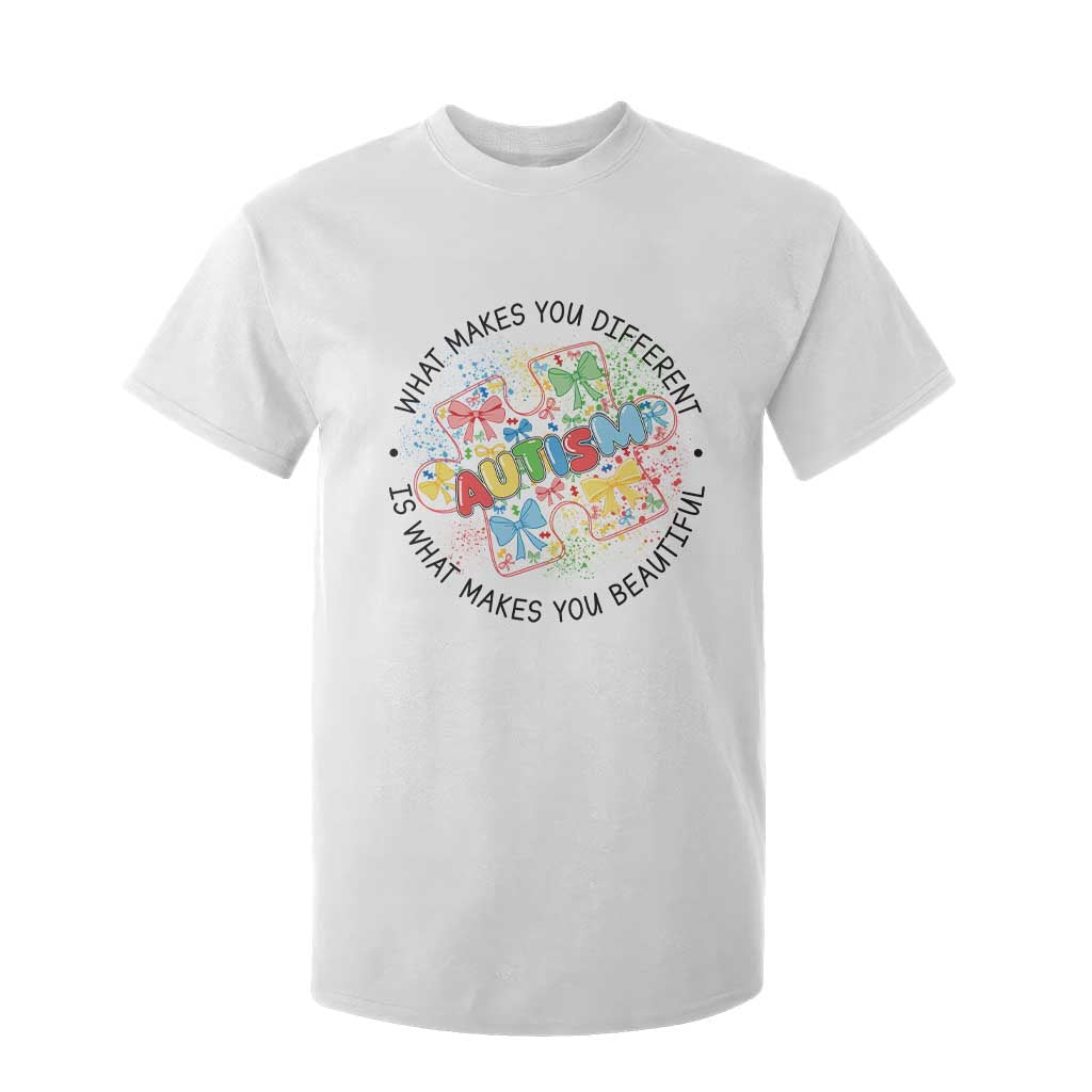 Funny Autism Awareness What Makes You Different Is What Makes You Beautiful T Shirt For Kid Coquette Puzzle TS11 White Print Your Wear