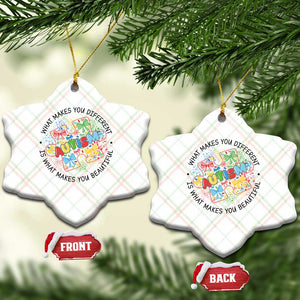 Funny Autism Awareness What Makes You Different Is What Makes You Beautiful Ceramic Ornament Coquette Puzzle TS11 Print Your Wear