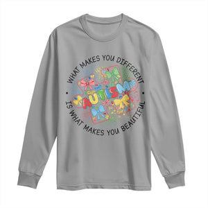Funny Autism Awareness What Makes You Different Is What Makes You Beautiful Long Sleeve Shirt Coquette Puzzle TS11 Sport Gray Print Your Wear