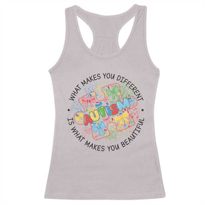 Funny Autism Awareness What Makes You Different Is What Makes You Beautiful Racerback Tank Top Coquette Puzzle TS11 Ice Gray Print Your Wear