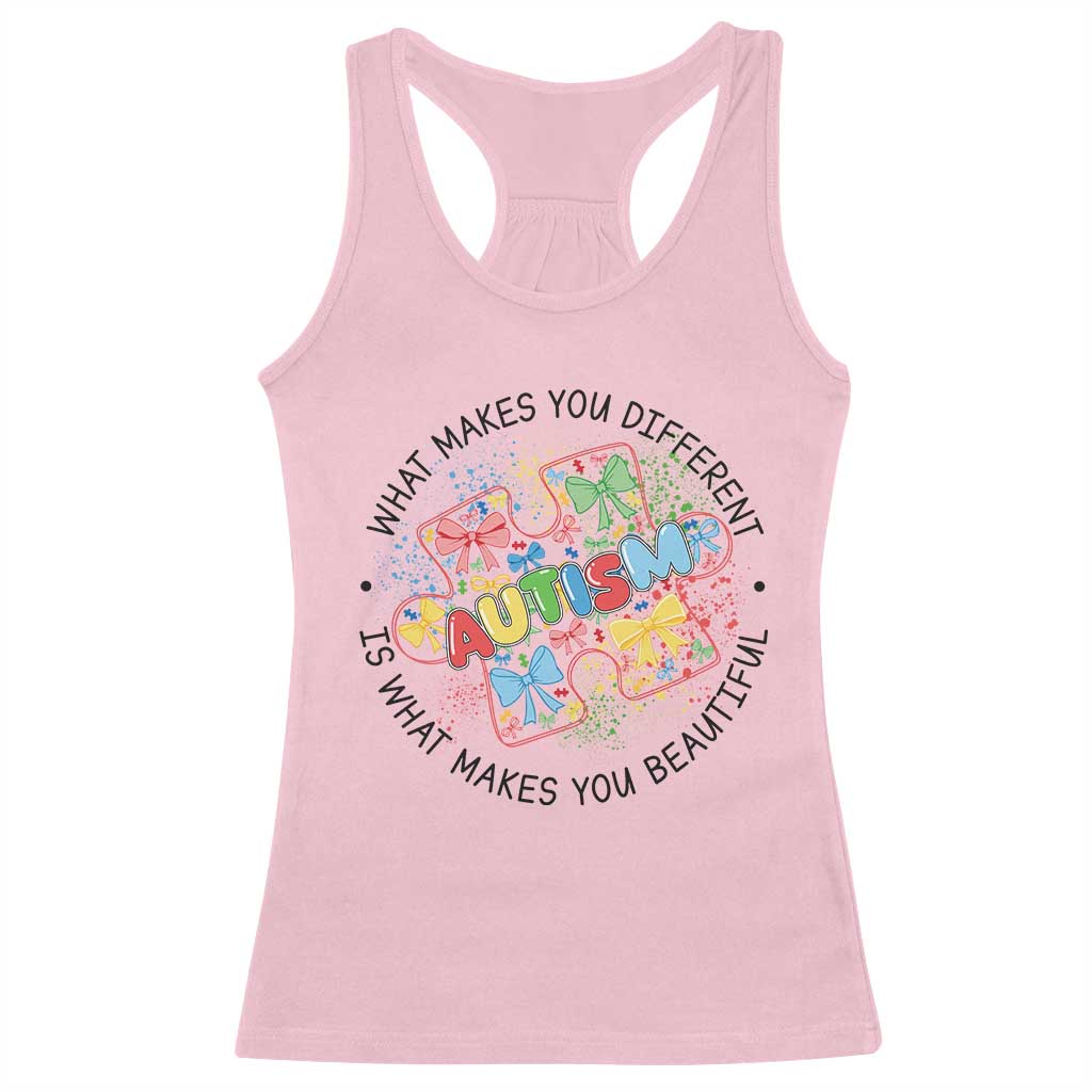 Funny Autism Awareness What Makes You Different Is What Makes You Beautiful Racerback Tank Top Coquette Puzzle TS11 Light Pink Print Your Wear