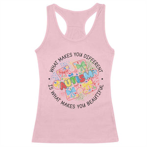 Funny Autism Awareness What Makes You Different Is What Makes You Beautiful Racerback Tank Top Coquette Puzzle TS11 Light Pink Print Your Wear
