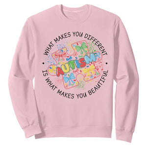 Funny Autism Awareness What Makes You Different Is What Makes You Beautiful Sweatshirt Coquette Puzzle TS11 Light Pink Print Your Wear