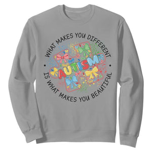 Funny Autism Awareness What Makes You Different Is What Makes You Beautiful Sweatshirt Coquette Puzzle TS11 Sport Gray Print Your Wear
