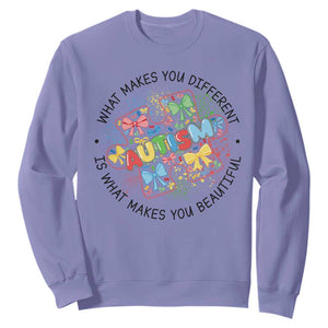 Funny Autism Awareness What Makes You Different Is What Makes You Beautiful Sweatshirt Coquette Puzzle TS11 Violet Print Your Wear