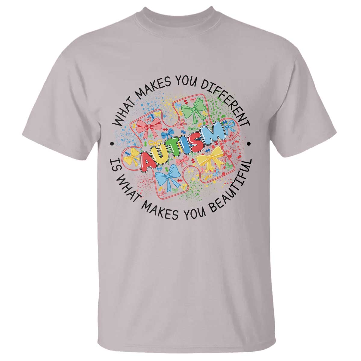 Funny Autism Awareness What Makes You Different Is What Makes You Beautiful T Shirt Coquette Puzzle TS11 Ice Gray Print Your Wear