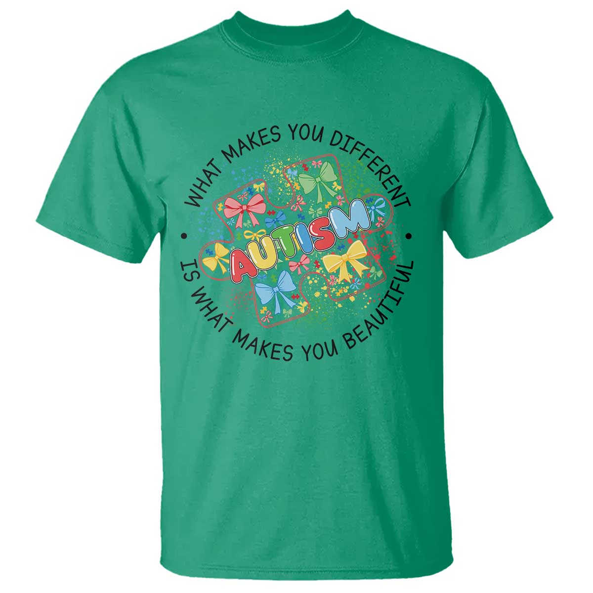 Funny Autism Awareness What Makes You Different Is What Makes You Beautiful T Shirt Coquette Puzzle TS11 Irish Green Print Your Wear