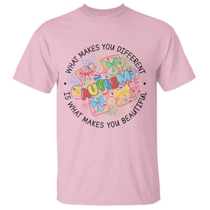 Funny Autism Awareness What Makes You Different Is What Makes You Beautiful T Shirt Coquette Puzzle TS11 Light Pink Print Your Wear