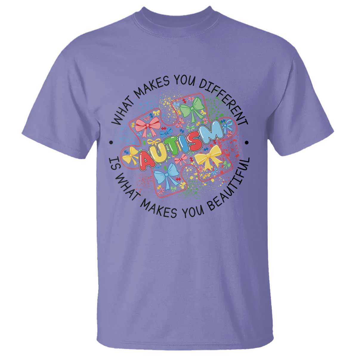 Funny Autism Awareness What Makes You Different Is What Makes You Beautiful T Shirt Coquette Puzzle TS11 Violet Print Your Wear