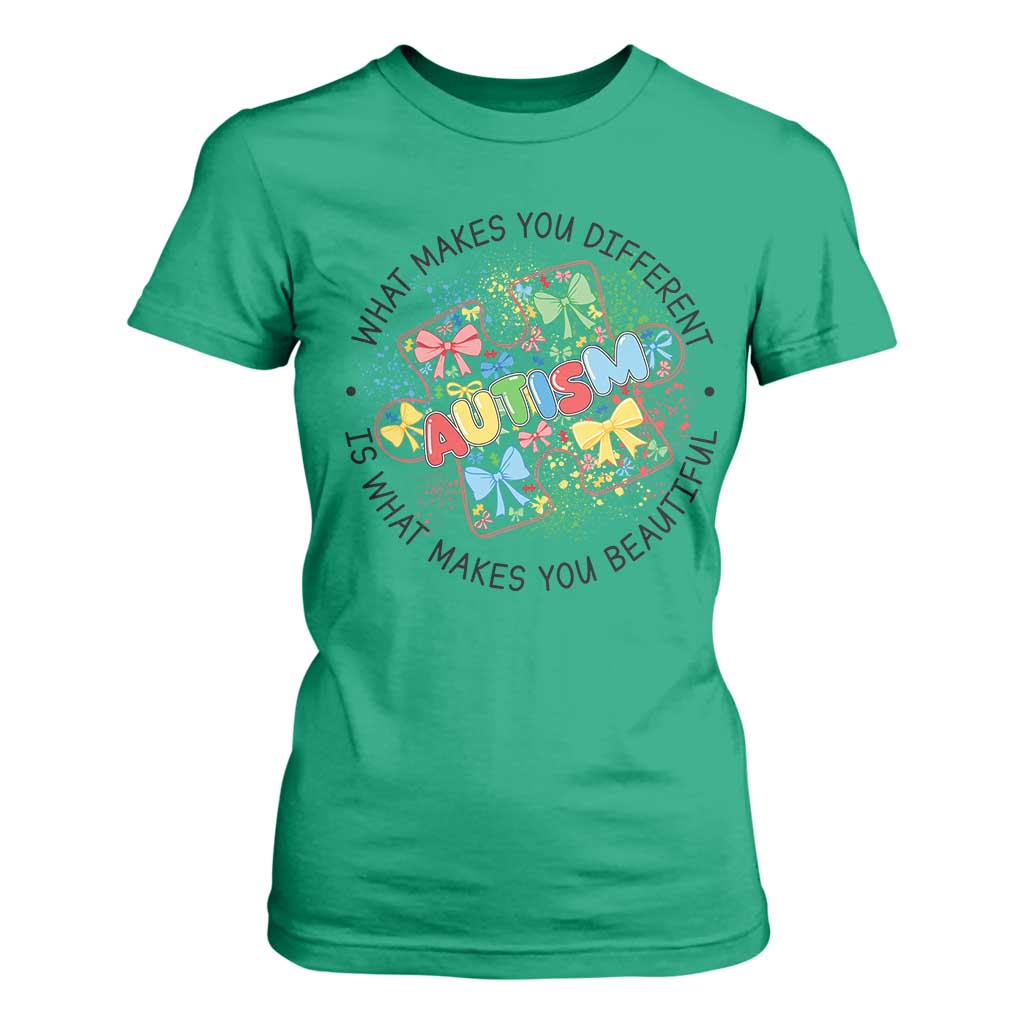 Funny Autism Awareness What Makes You Different Is What Makes You Beautiful T Shirt For Women Coquette Puzzle TS11 Irish Green Print Your Wear