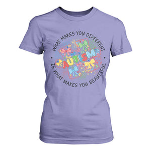 Funny Autism Awareness What Makes You Different Is What Makes You Beautiful T Shirt For Women Coquette Puzzle TS11 Violet Print Your Wear