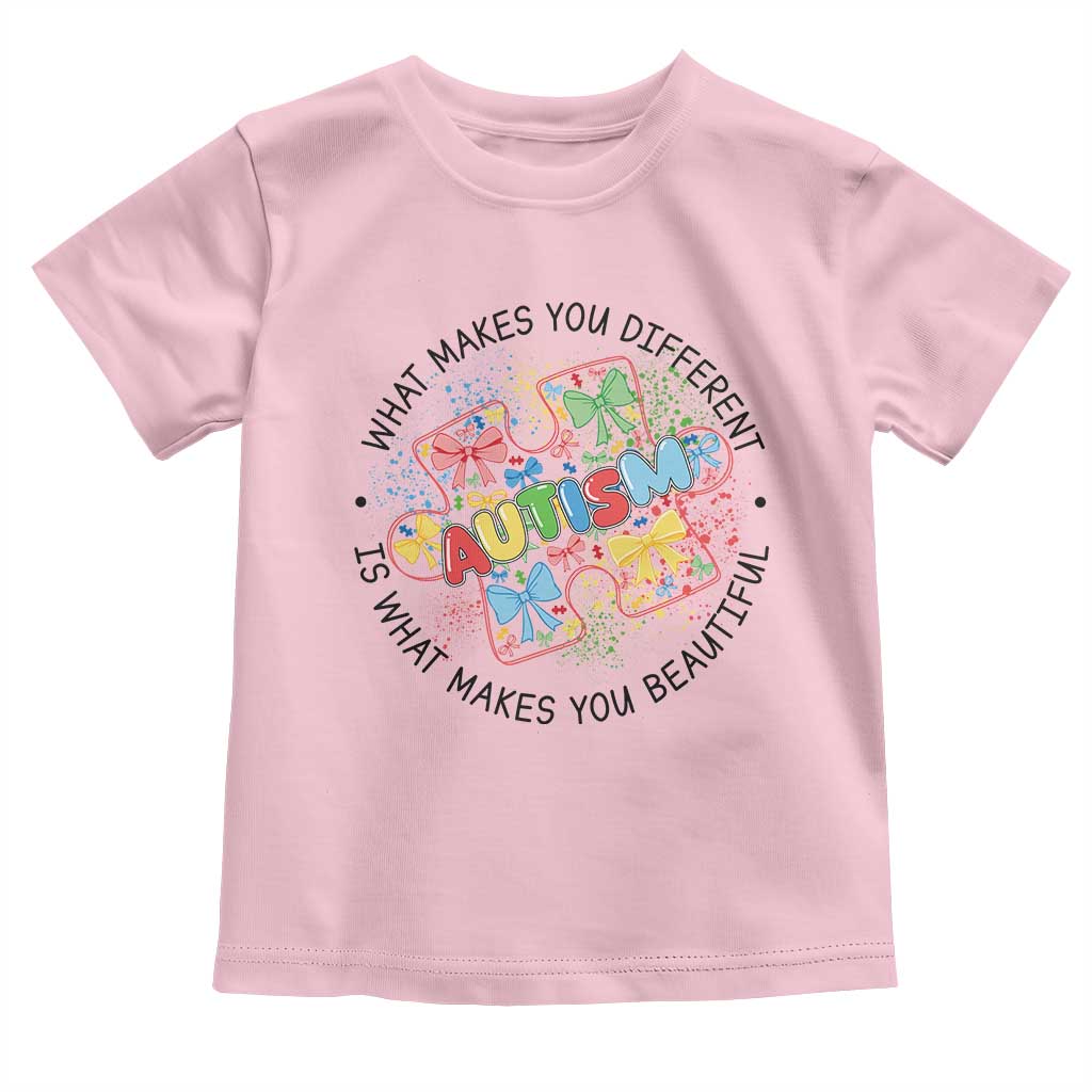 Funny Autism Awareness What Makes You Different Is What Makes You Beautiful Toddler T Shirt Coquette Puzzle TS11 Light Pink Print Your Wear