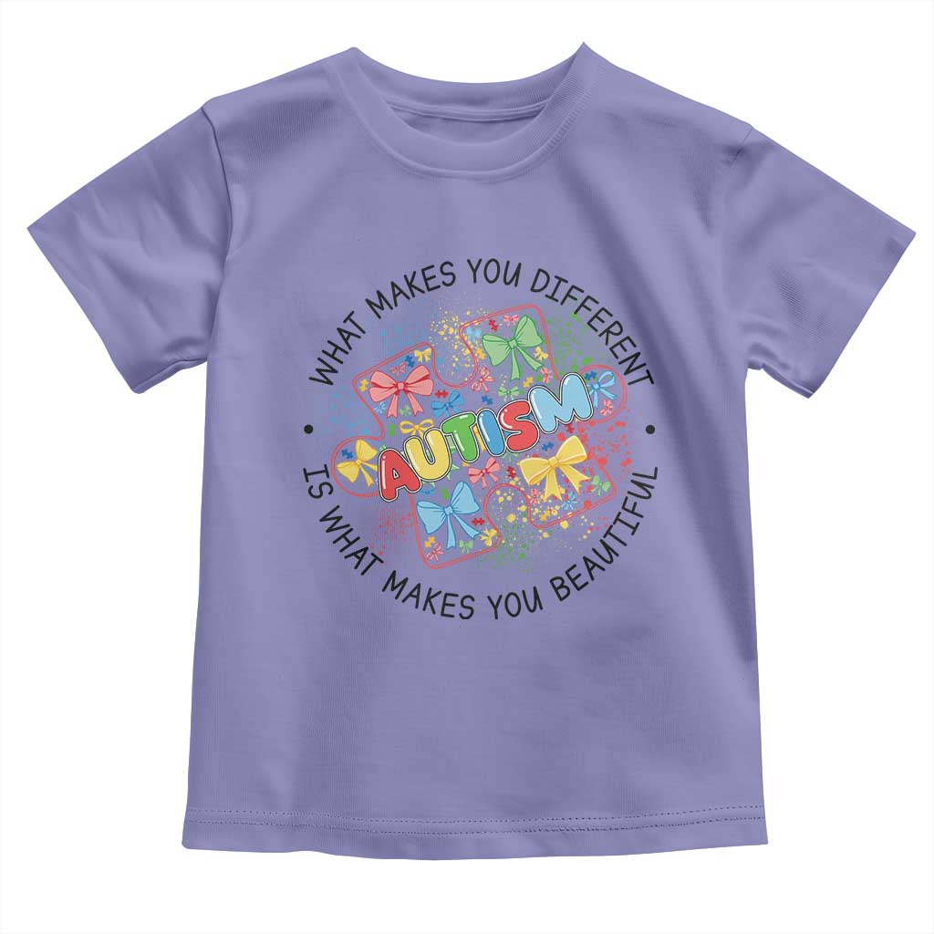 Funny Autism Awareness What Makes You Different Is What Makes You Beautiful Toddler T Shirt Coquette Puzzle TS11 Violet Print Your Wear